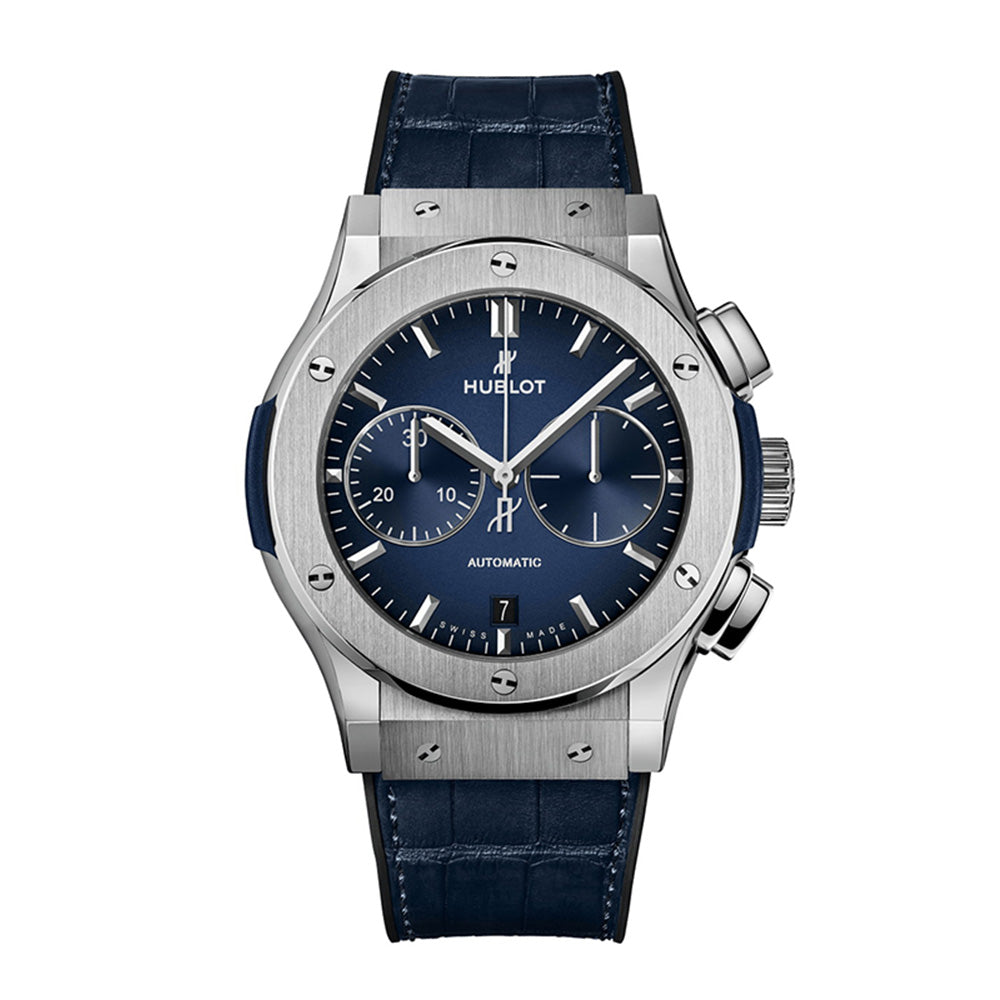 日本限定 クラシック・フュージョン クロノグラフ チタニウム ディープブルー 自動巻き 521.NX.6670.LR.JPN18