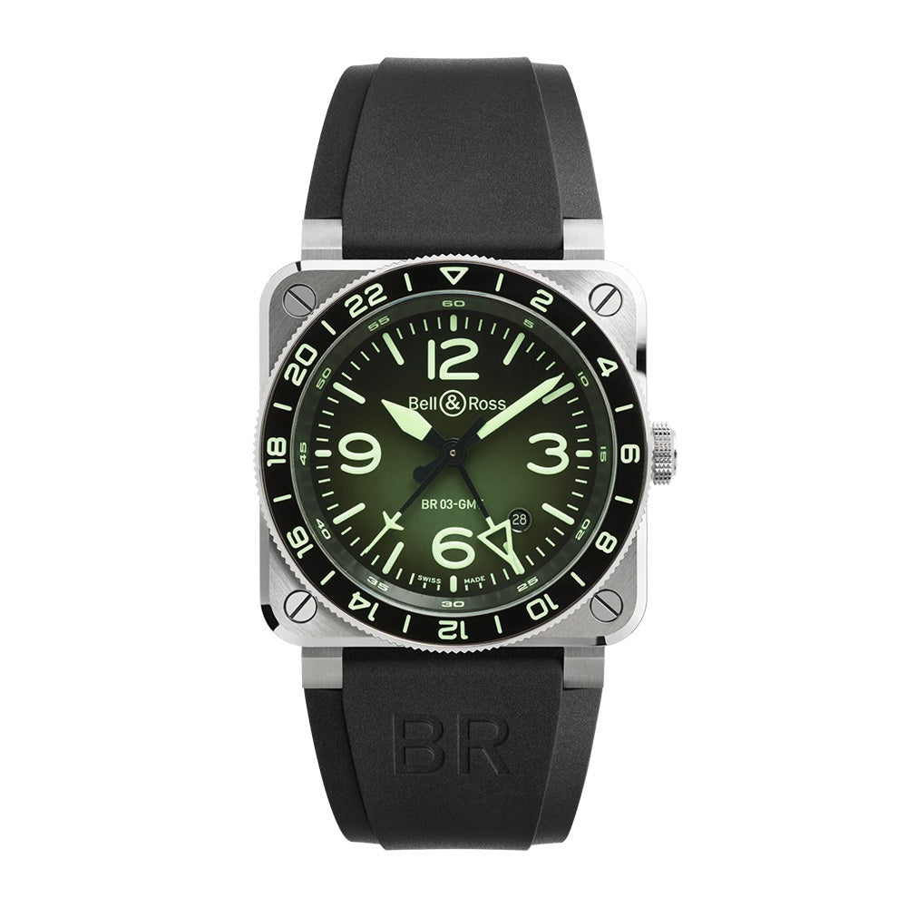 ベル＆ロス 世界限定500本 BR-03 GMT Green Lum 42mm 自動巻き BR0393