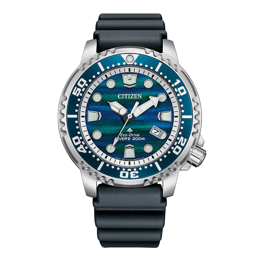 R92 南仏プロバンスプリント円形ニューオリーブブルー CITIZEN｜シチズン プロマスター メンズ エコ・ドライブ PROMASTER