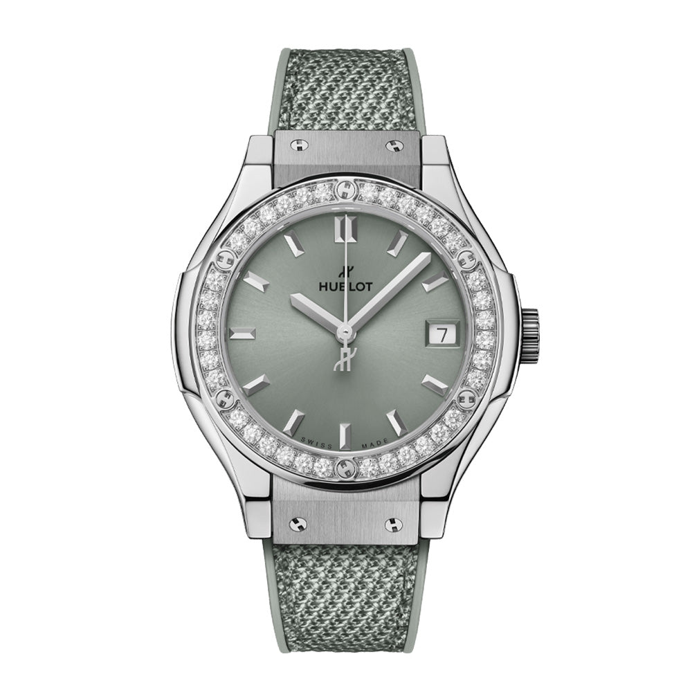 クラシック・フュージョン チタニウム セージグリーン ダイヤモンド クォーツ 33MM 581.NX.891G.NR.1104