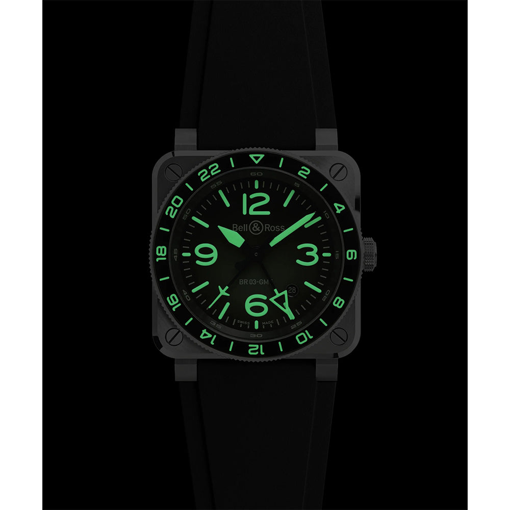 世界限定 500 本 BR-03 GMT Green Lum 自動巻き BR0393-GN-ST/SRB