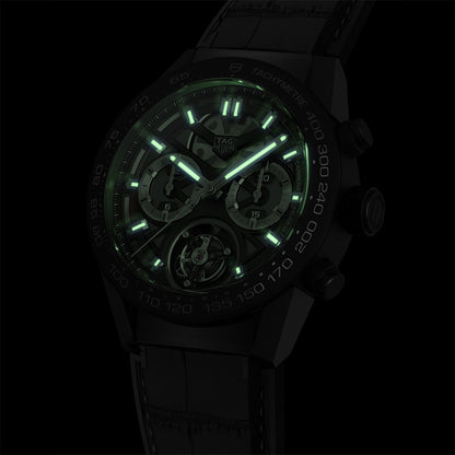 カレラ トゥールビヨン クロノグラフ 自動巻 45ｍｍ CAR5A90.FC6415