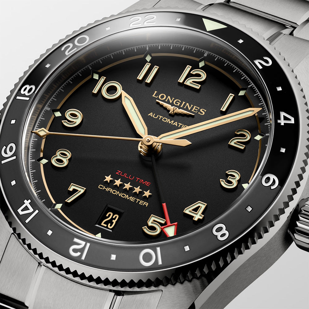 ロンジン スピリット ZULU TIME チタニウム 自動巻 39ｍｍ L3.802.1.53.6