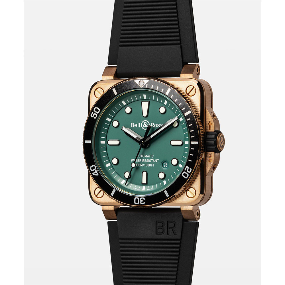 世界限定999本 BR 03-92 DIVER BLACK & GREEN BRONZE 自動巻き BR0392-D-LT-BR/SRB ベル&ロス
