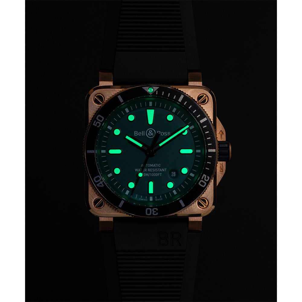 世界限定999本 BR 03-92 DIVER BLACK & GREEN BRONZE 自動巻き BR0392-D-LT-BR/SRB ベル&ロス