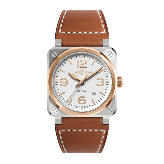 BR-03 White Steel & Gold  自動巻き 41mm BR03A-WH-STPG/SCA