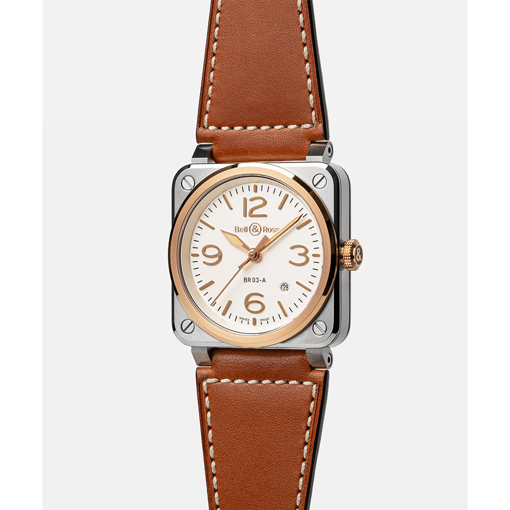 BR-03 White Steel & Gold  自動巻き 41mm BR03A-WH-STPG/SCA