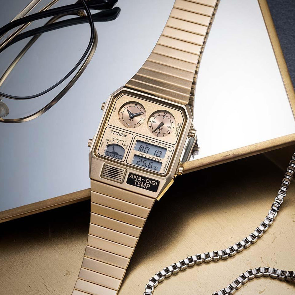 限定300本 レコードレーベル メタリック アナデジテンプ クオーツ JG2104-53R シチズン