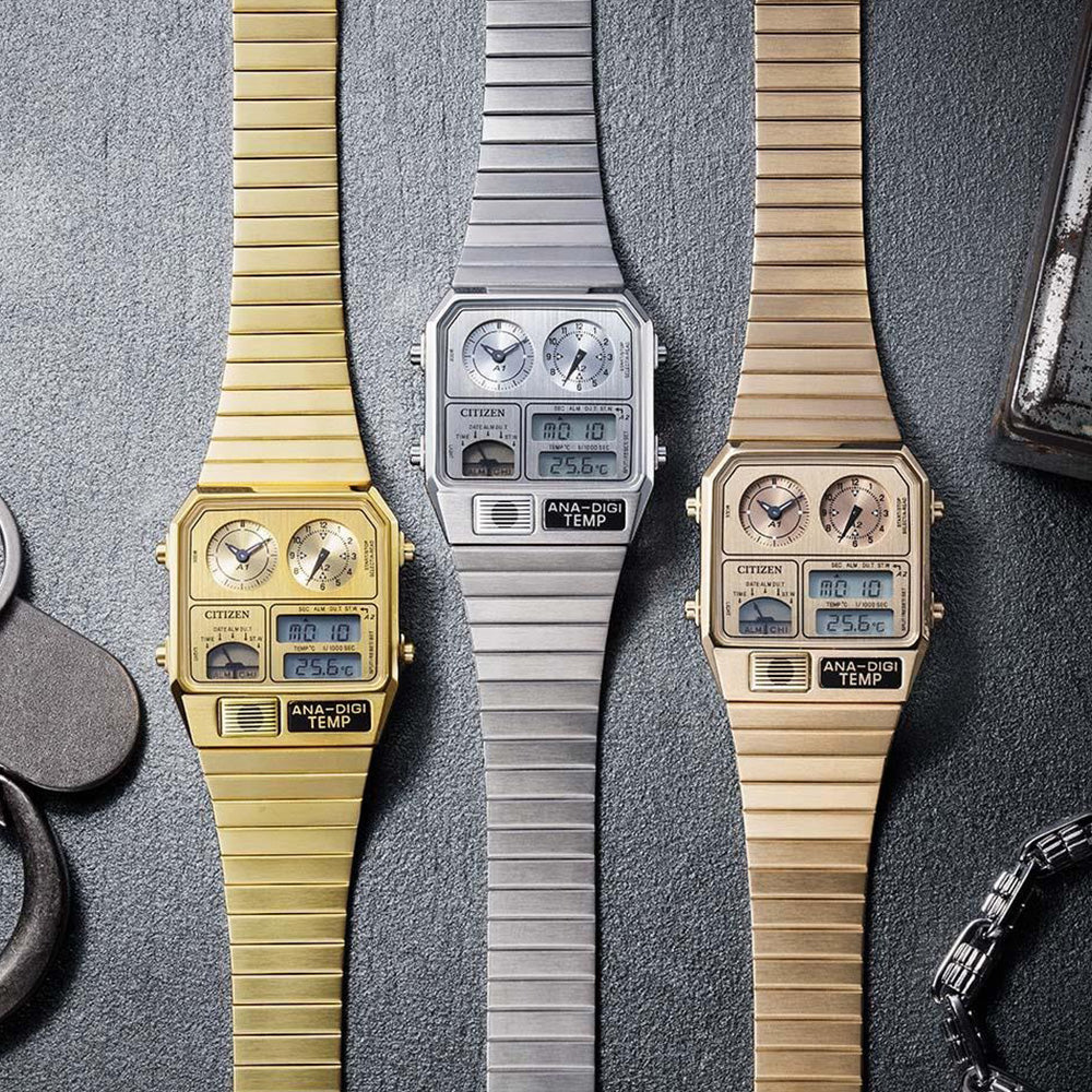 限定300本 レコードレーベル メタリック アナデジテンプ クオーツ JG2104-53R シチズン